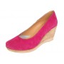 Pantofi dama roz din piele naturala intoarsa cu talpa tip pana de 7 cm P50ROZAV